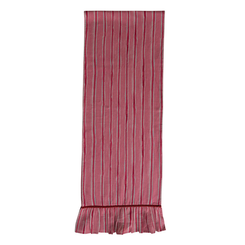 Ruffled Cotton Table Runner in Artisan Stripes