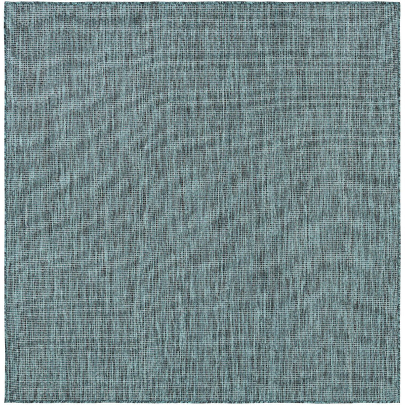 Tapis intérieur / extérieur turquoise Santina, Carré 6 pi 1 po