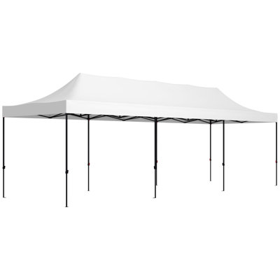 9.5' X 28' Pop Up Canopy Tent, Instant Tent For Parties, Height Adjustable, With Carry Bag And Sand Bags