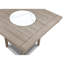 Table de salle à manger haute de style transitionnel contemporain avec plateau tournant de 50 cm (20 pouces) en faux marbre, fini beige/gris, placage en bois.