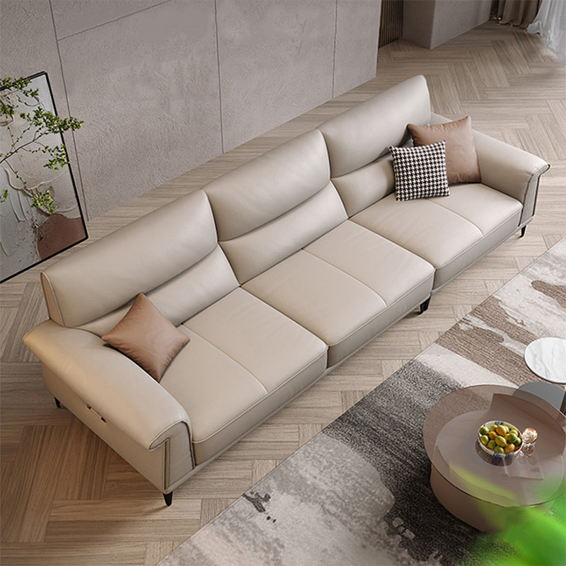Canapé modulaire kaki en cuir véritable, H 32,68 po x l 110,24 po x P 37,01 po