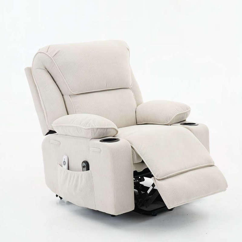 Fauteuil inclinable à télécommande chauffant et chauffant, Ivoire ivoire