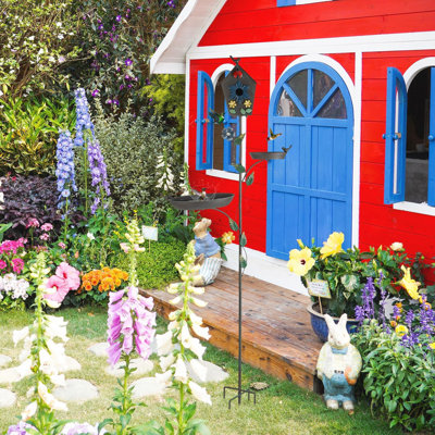 695 H Free Standing Bird Houses Tall Cast Iron Bird Baths With 5Prong Stake