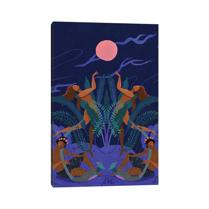 Pink Moon by Arty Guava - Wrapped Canvas Painting, 101.6 cm H x 66.04 cm W x 1.91 cm D