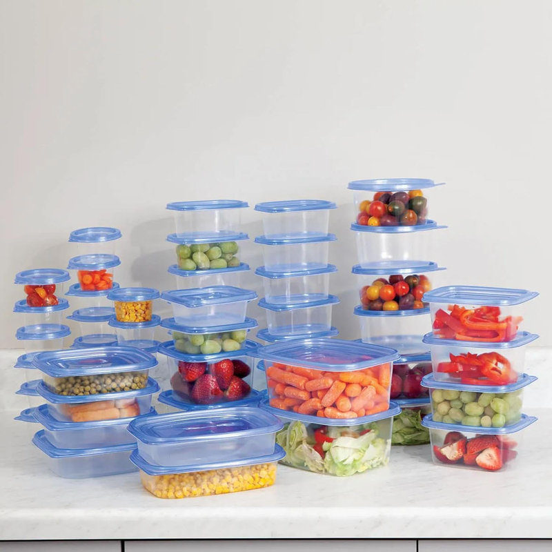104-Piece Food Storage Container Set With Lids – Plastic Meal Prep Containers – Reusable Stackable Kitchen Storage Boxes For Pantry, Lunch, Leftovers – Freezer & Microwave Safe