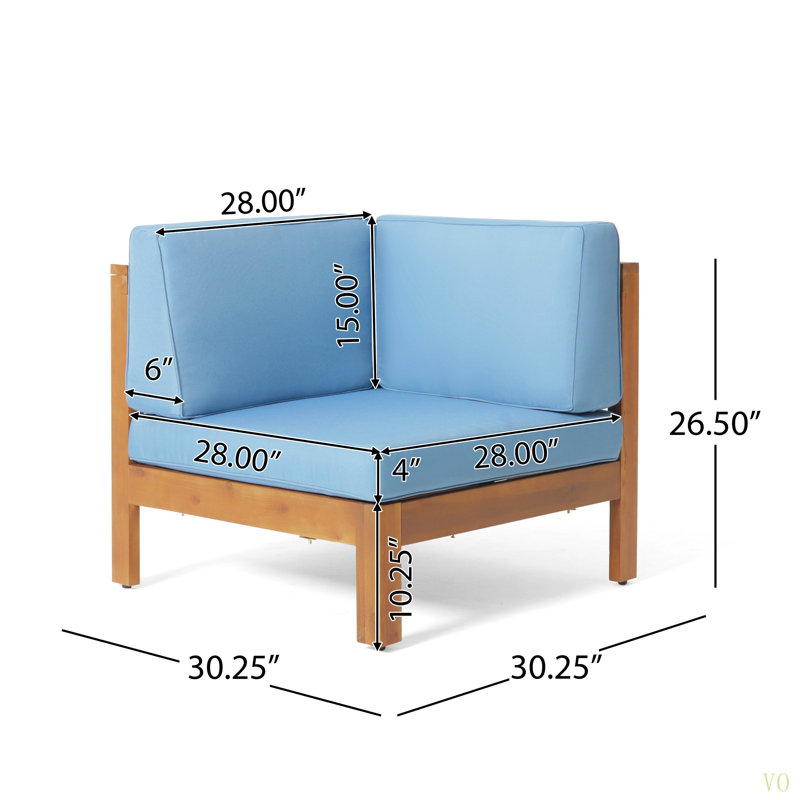 Ensemble de canapés 4 pièces BRAVA, Coussin bleu/cadre brun