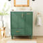 Meuble-lavabo 24 po avec lavabo, armoire de salle de bain avec tablette de porte, tiroir profond, panier coulissant à 2 niveaux, structure en bois massif et panneau de fibres à densité moyenne, un paquet, vert