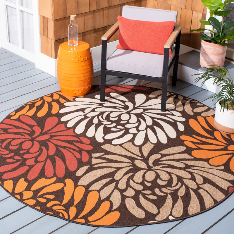 Centeno Performance Floral Indoor/Outdoor Area Rug, Round 8'