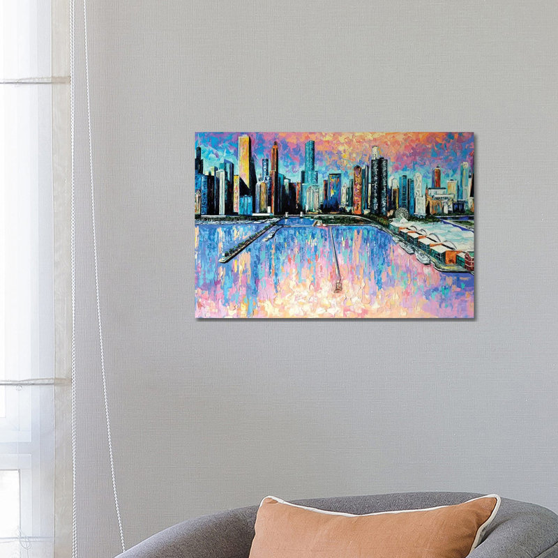 Chicago Skyline 1 Piece Wrapped Canvas Painting, 66.04 cm H x 45.72 cm W x 1.91 cm D
