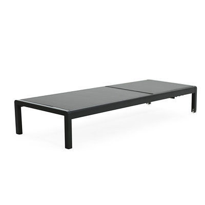 2 Outdoor Reclining Lounge - Mesh, Strong Aluminum Frame, Mobile Poolside Adjustable Lounger  2 Units  Mesh & Aluminum, Portable With Wheels, Black + Gray Color