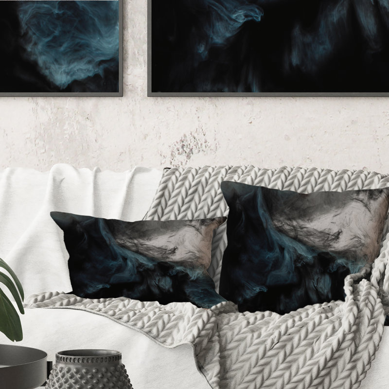 Coussin décoratif gris clair clair Cloudscape avec touche de turquoise I