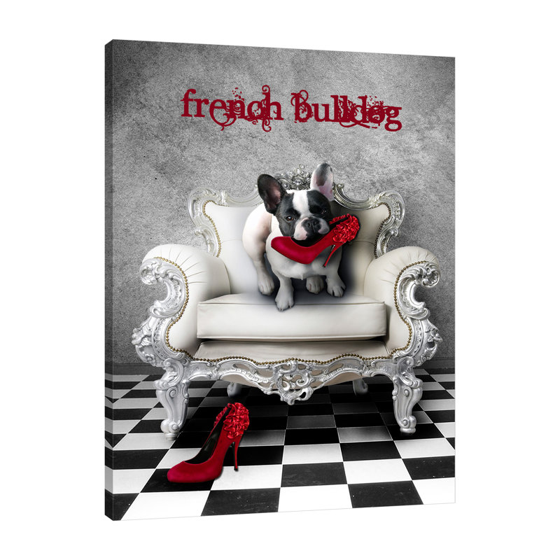 "French Princess Bulldog", toile tendue par Babette, H 20 po x l 15 po x P 1,5 po
