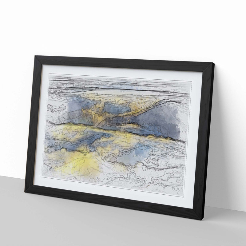 Clouds over the Mountains in Abstract - Picture Frame Graphic Art Print, 62cm H x 87cm W x 2cm D, Black Framed