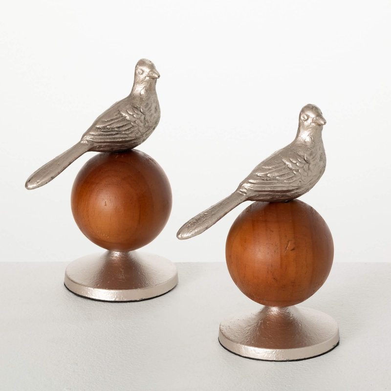 Ensemble de 2 figurines 7,75 "en bois et métal