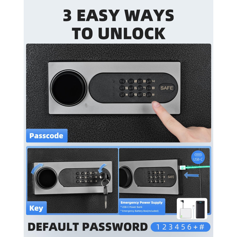 3.0 Cubic Feet Black Steel Home Safe with Digital Keypad