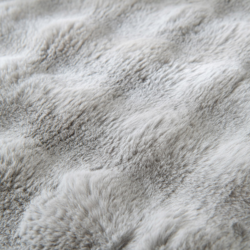 1-Piece Faux Fur Box Cushion Slipcover, 71" H x 118" W, Light Gray