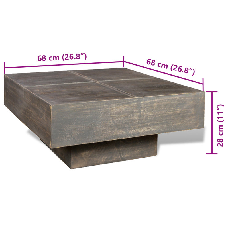 Kacem Solid Wood Pedestal Coffee Table, Dark Brown