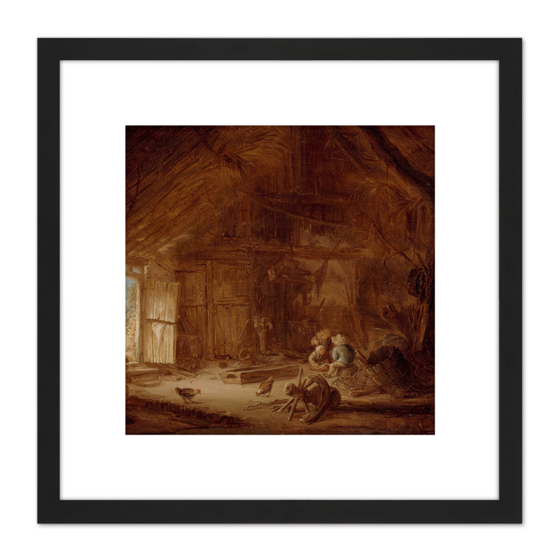 Interior Stable Three Children by Adriaen Van Ostade - Single Picture Frame Painting