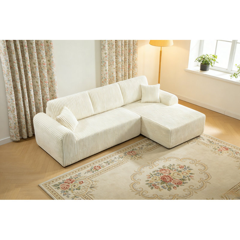 Canapé modulaire modulaire avec méridienne, canapé 4 places Cloud, Blanc