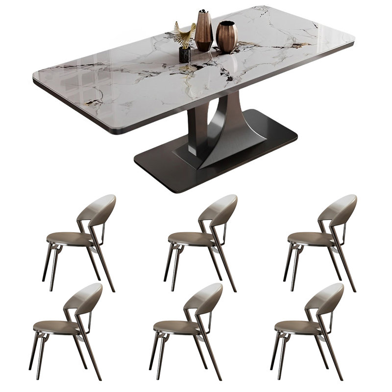 Ensemble de table de salle à manger rectangulaire et chaises, H 29,52 po x L 55,11 po x l 31,49 po