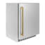 ZLINE Autograph 24 in. Touchstone Beverage Fridge with Stainless Steel Door and Bronze Helix Handle-1877823964