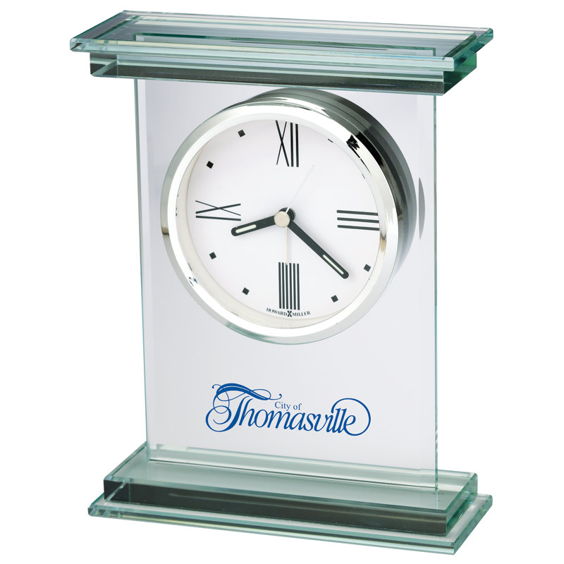 Modern & Contemporary Roman Numeral Crystal Quartz Movement / Crystal Alarm Tabletop Clock in Clear