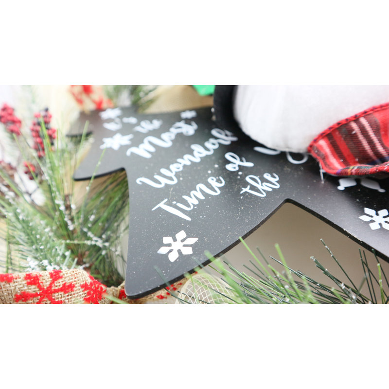 Couronne de toile de jute 20 po bonhomme de neige