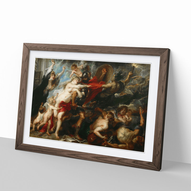 Consequences of War by Peter Paul Rubens - Picture Frame Painting, 48cm H x 65cm W x 2cm D, Walnut Framed