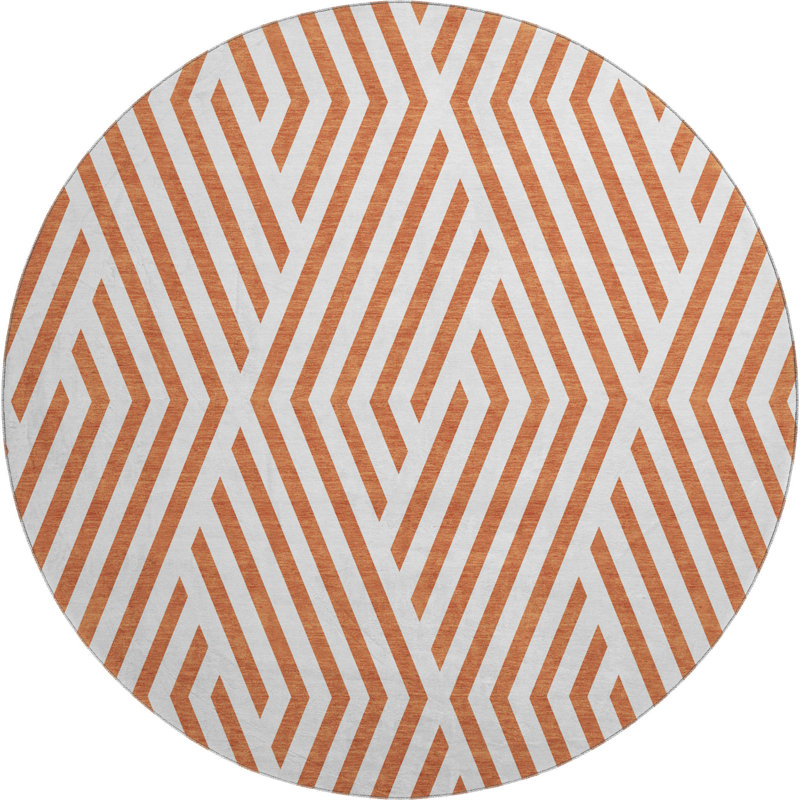 Premium Machine Washable Cerrito AMF550 Paprika Rug, Round 8'
