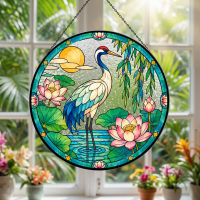 Art mural sur toile en forme de cercle de vitrail rouge