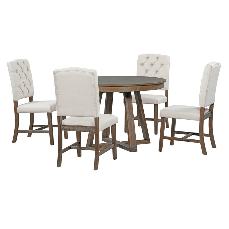 Abbra Round 58'' L Dining Set, Walnut