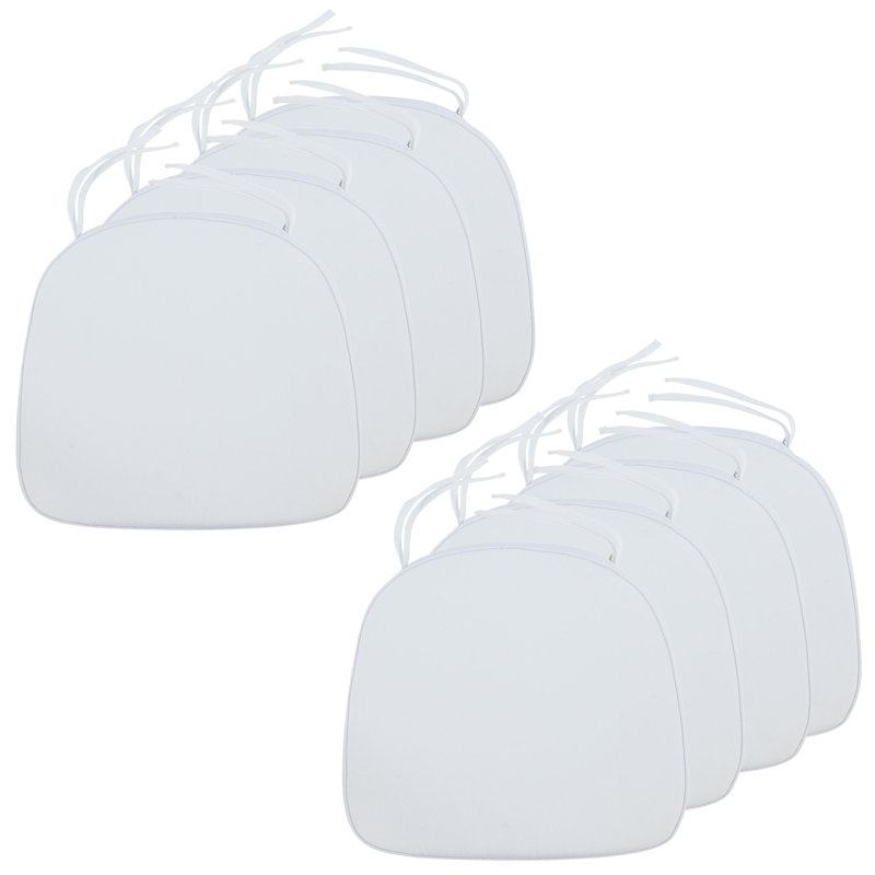 Dining Chair Seat Cushion Ergonomic Memory Foam Seat Pads in Polyester with Ties, White, 1