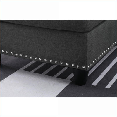 Canapés modulaires de 98 po de large faisant face à la gauche avec repose-pieds | Lin | Gris foncé