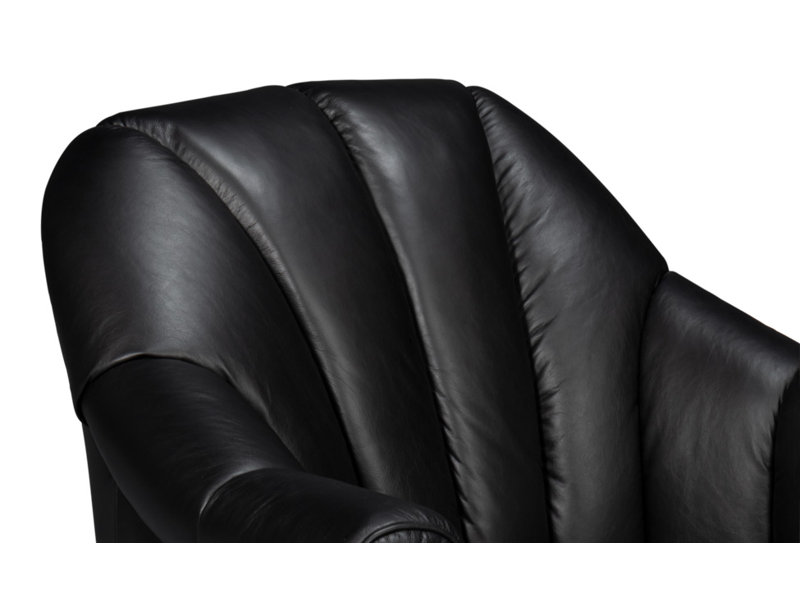 Scoth Swivel Armchair, Black Genuine Leather