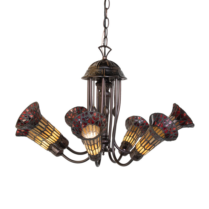 Lustre linéaire moderne à 7 lumières Gaynelle, Ambre / rouge