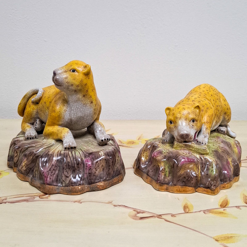 Porcelain Leopards Pair
