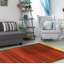 Tapis orange / jaune en laine fabriqué à la main Kilim