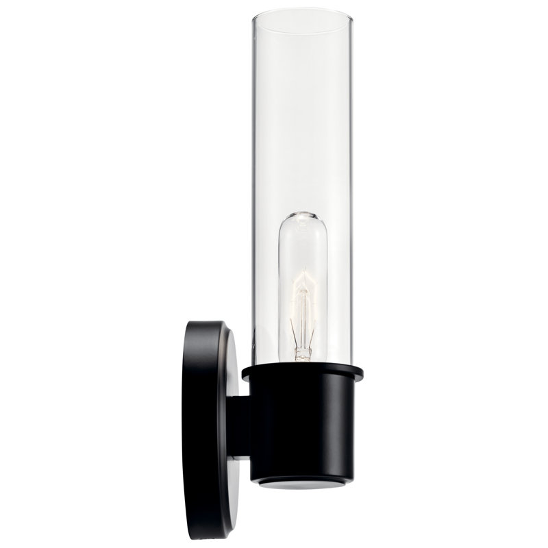 Applique murale 1 lumière 13 "avec verre transparent 13", Noir
