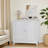 Double Door Storage Cabinet With Silver Knobs, Mid - Century Modern Design, Freestanding Buffet For Living, Kitchen, Bathroom And Hallway