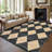 Machine Washable Rugs Distressed Trellis Rug for Living Room Non Slip Stain Resistant Carpet Modern Checkered Farmhouse Floor Cover-382196920