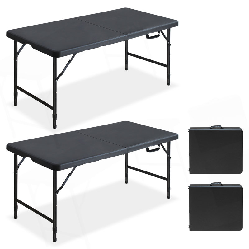 Table de fête de pique-nique pliante et multifonctionnelle noire 4 pi 4 pièces (boîte de 2)