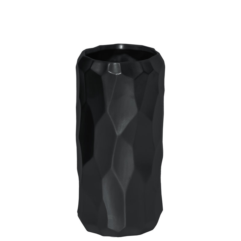 Vase de table cylindrique en céramique Perron, H 9 po x l 4,25 po x P 4,25 po, Noir