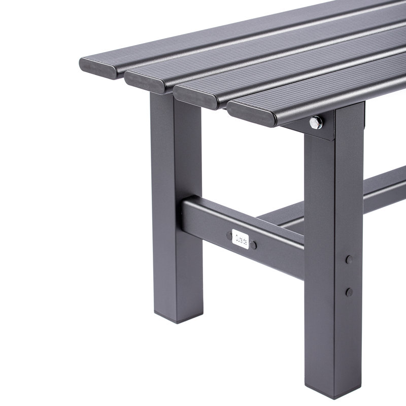 Banc de patio extérieur en aluminium Filancia, Noir, H 15 po x l 47 po x P 14 po
