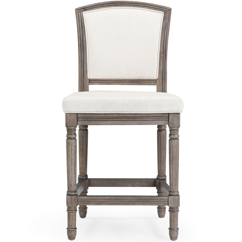 Tabouret de bar gris patiné à hauteur de comptoir de 26 po, siège rembourré, texturé, pour la salle à manger et les jeux Tabouret de 26 po avec dossier, dans la table de pub de la cuisine