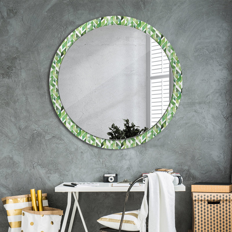 Huldar Glass Flat Wall Mirror, Green/White