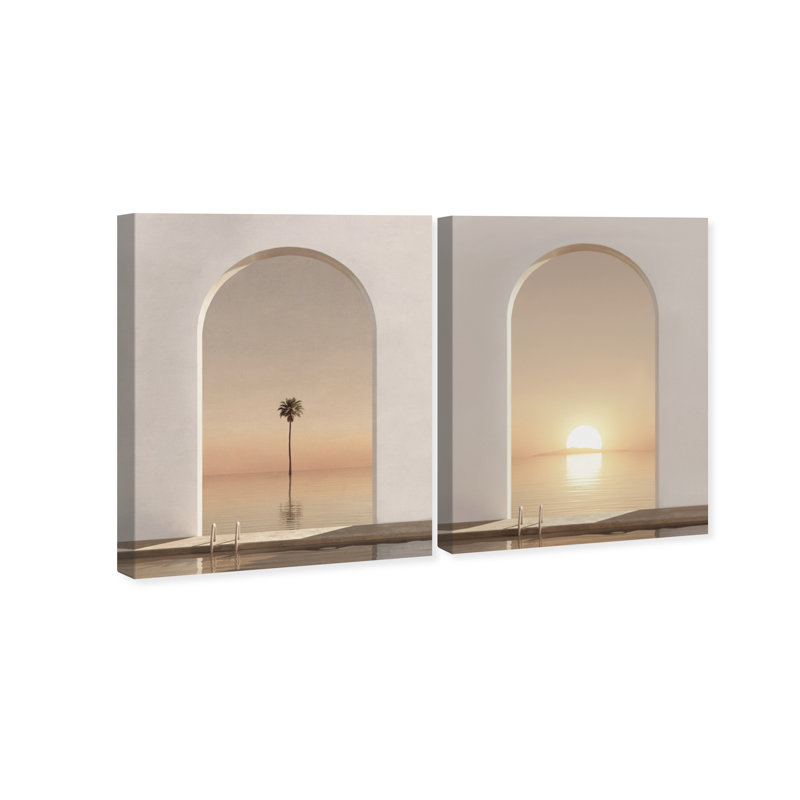 Coastal Window Set Landscape & Nature Canvas Print by Oliver Gal, Black Frame, 16 x 20, 16"H x 20"W, Gallery Wrapped
