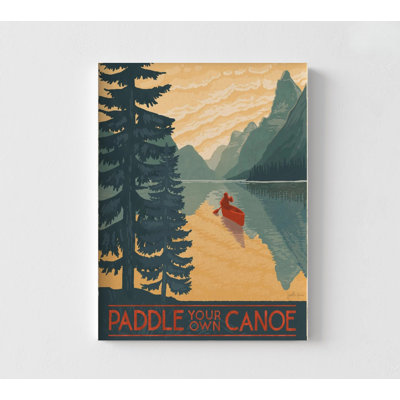 Reproduction d'affiche d'art canot, impression encadrée de canotage, art mural surdimensionné d'affiche de canot, affiche de paysage de lac, impression d'art de montagne 24 x 32 po