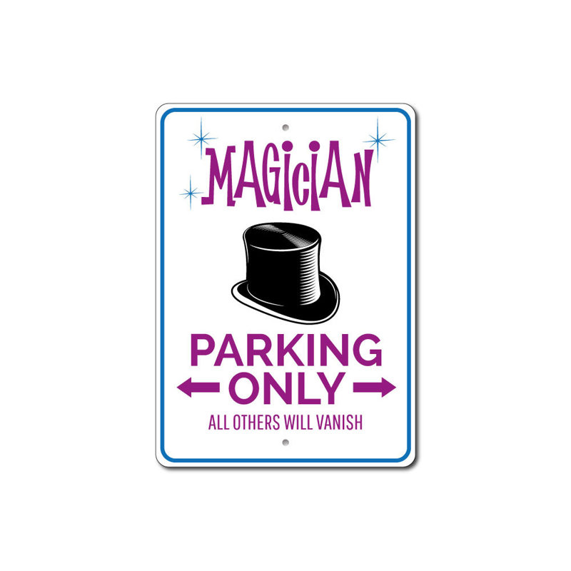 Enseigne de magicien en aluminium seulement, H 10 po x l 14 po x P 0,04 po