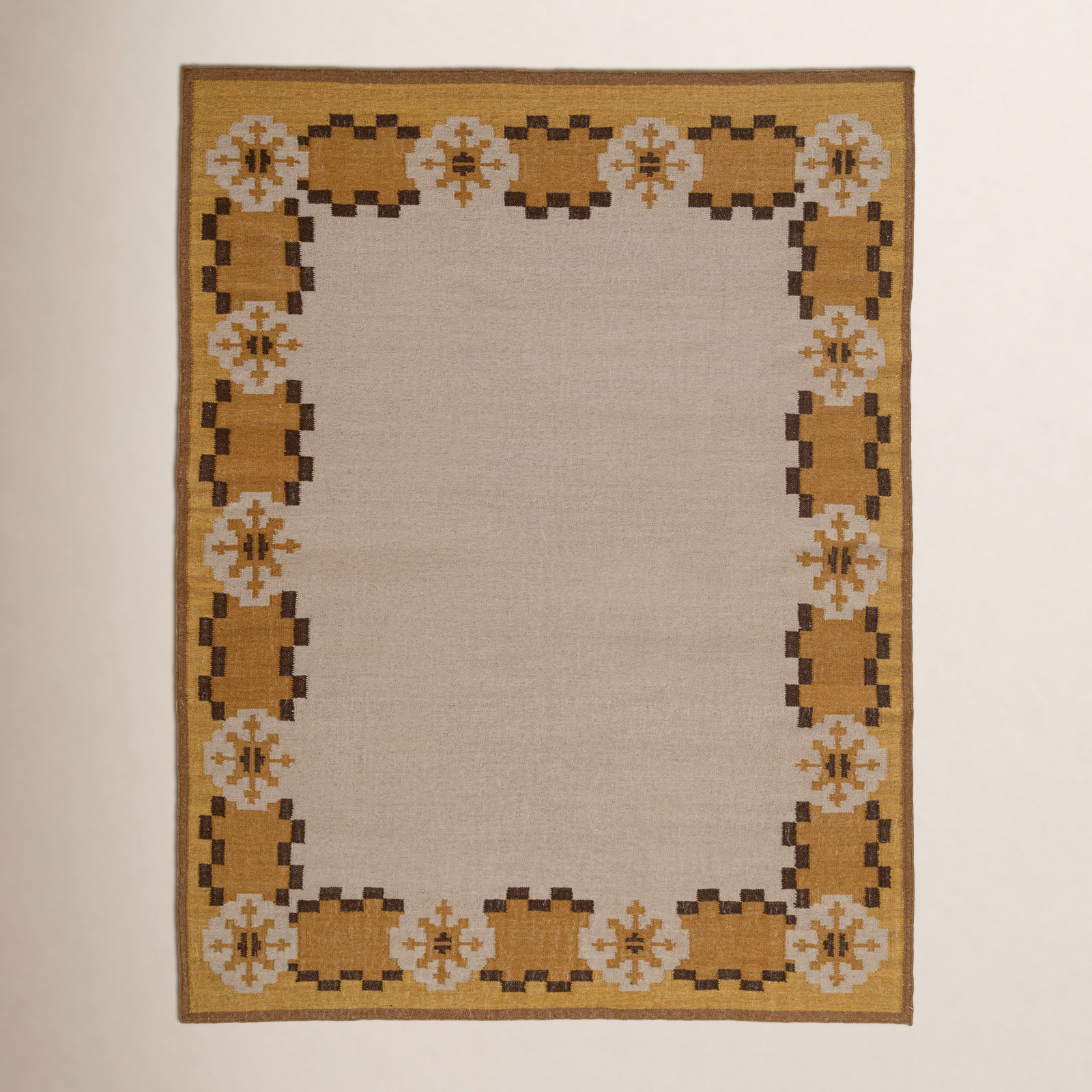 Heidi Nordic Flatweave Geometric Wool Rug, Yellow, 8'9x11'9