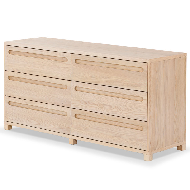 Lesheka 6 Drawer Wood Dresser, Oak